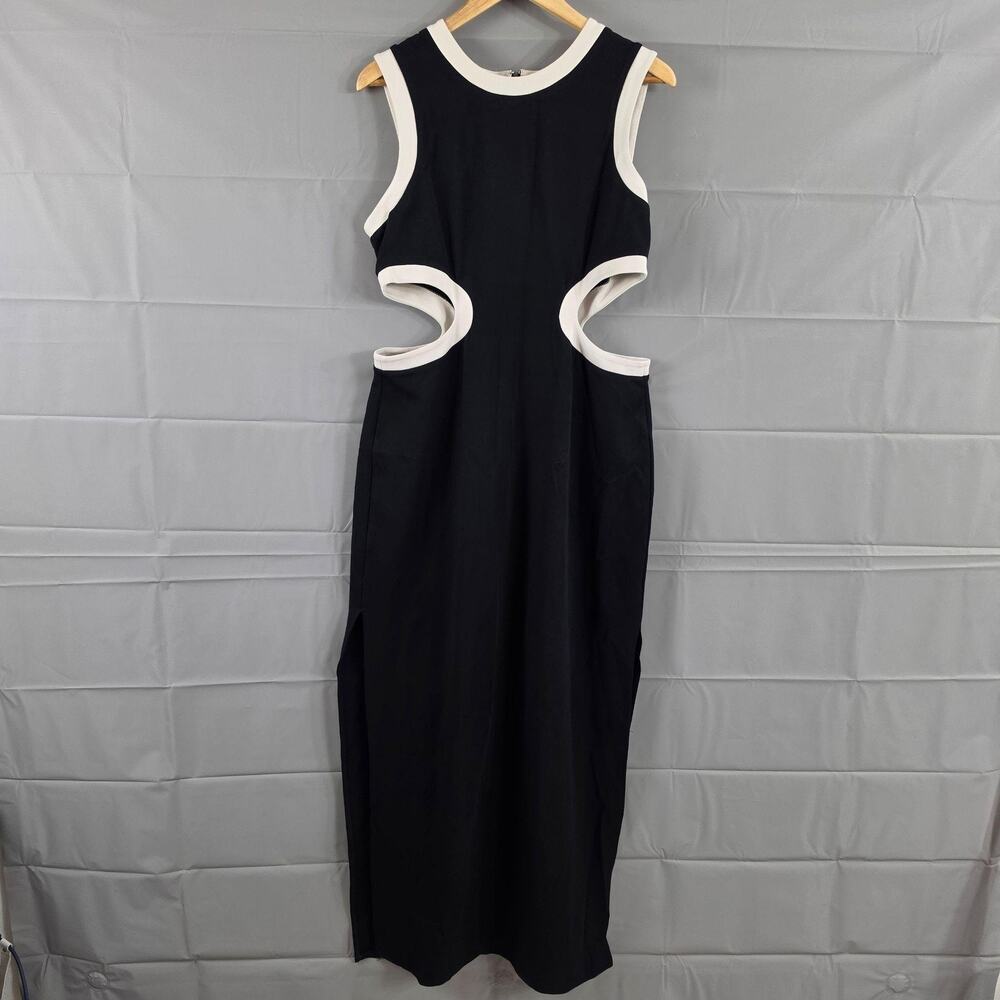 Staud Dress Medium Dolce Midi Black White Party Downtown Chic Minimalist Elegant - Picture 8 of 16